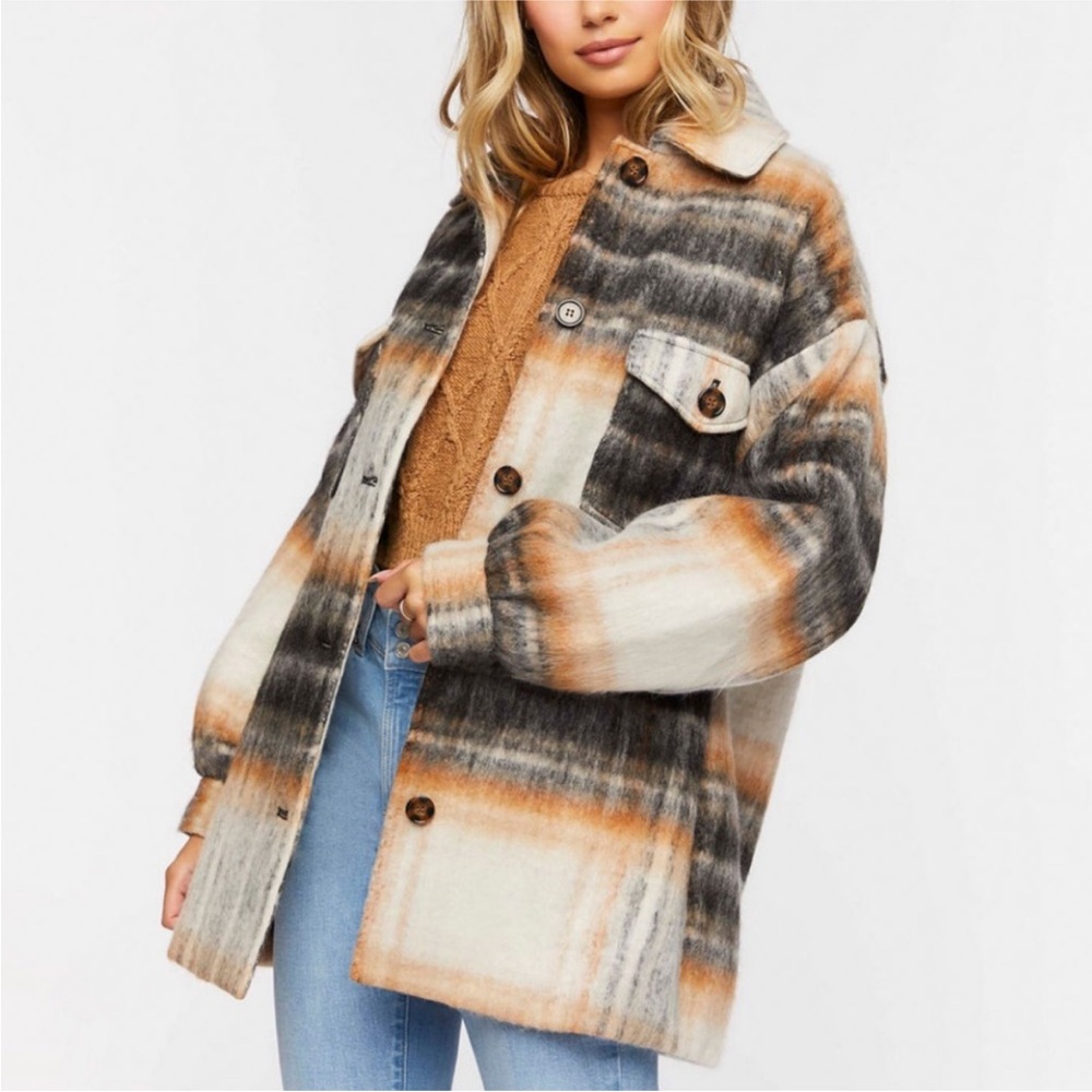 FOREVER 21 Plaid Oversized Shirt Jacket